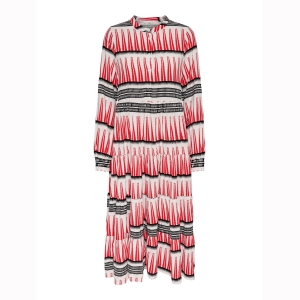 LUCCA LS LONG DRESS WHITE GRAPHIC