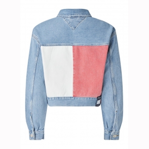 CROPPED TRUCKER JACKET  1AA TOMMY FLAG 