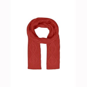 AMINA CABLE KNIT SCARF RED OCHRE