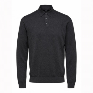 SLHBERG LS KNIT POLO NECK B NO 181153001 Antra