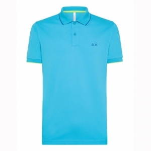 POLO SMALL STRIPES ON COLLAR 13 TURQUOISE